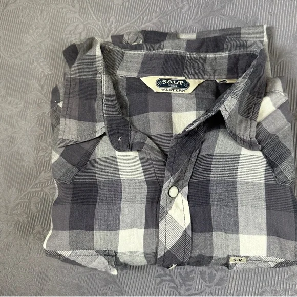 Salt Valley Western Pearl Snap Plaid Cotton Shirt M 40” Chest - Picture 12 of 12